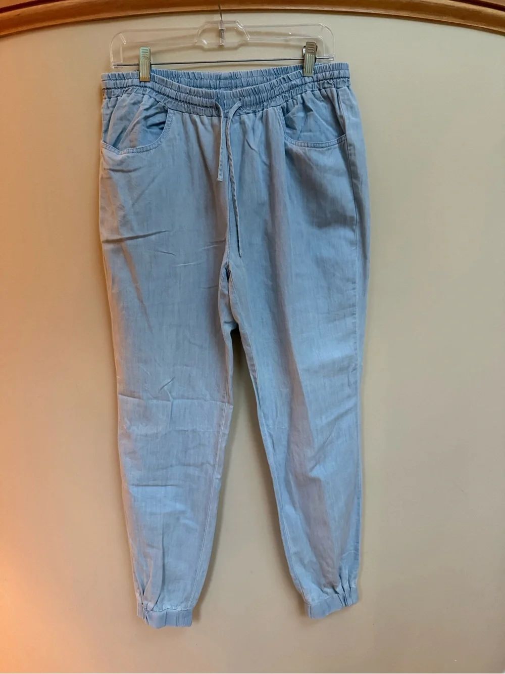 Light Blue Denim Drawstring Jogger Pants